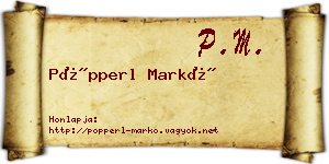 Pöpperl Markó névjegykártya